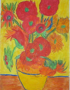 Van Gogh Sunflower Oil Pastel Project