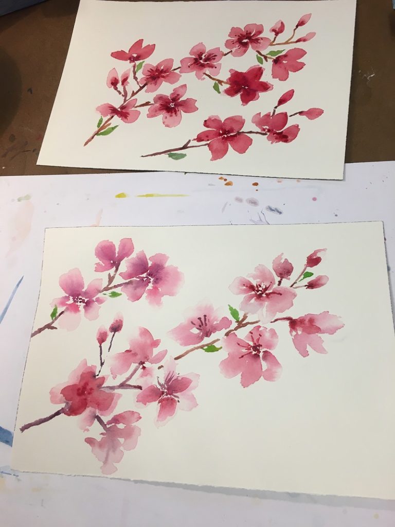 cherry blossom watercolor painting