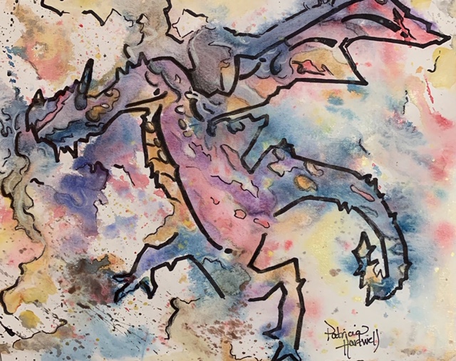 Watercolor painting of a dragon