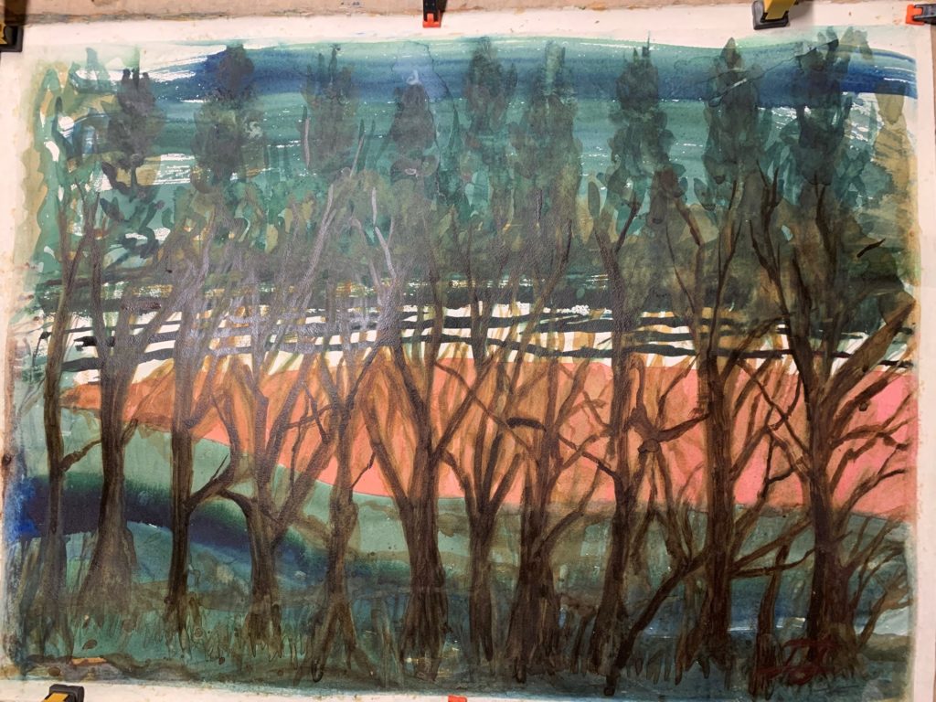 Watercolor landscape painting